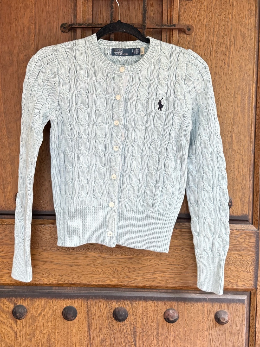 Polo by Ralph Lauren Pale Blue Cable-Knit Button Cardigan Size S